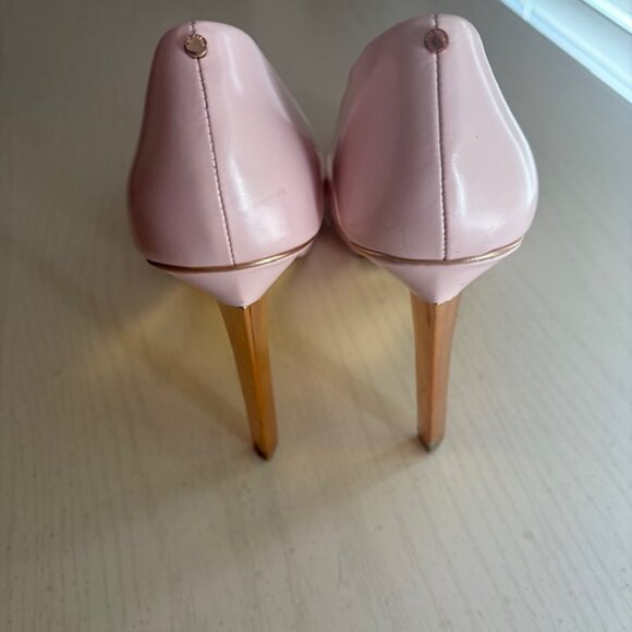 Ted Baker Baby Pink and Rose Gold Peep Toe Heels - Picture 5 of 5